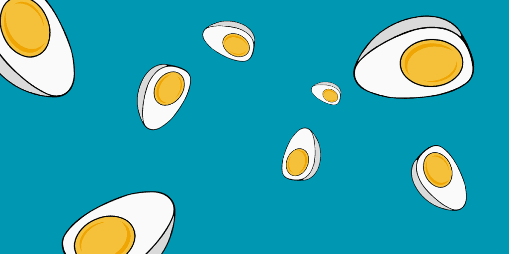 Lazy keto breakfast ideas. Animated hard boiled eggs with color #0097B2.