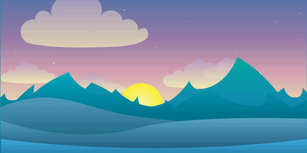 Animated sun rising over the mountains
