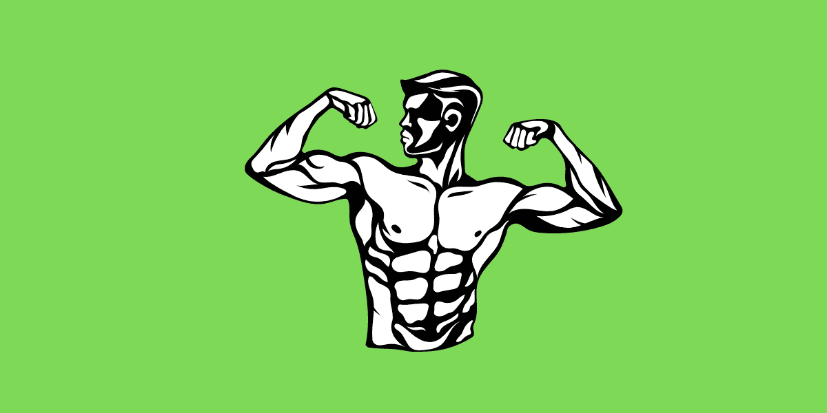 Cartoon muscular man.