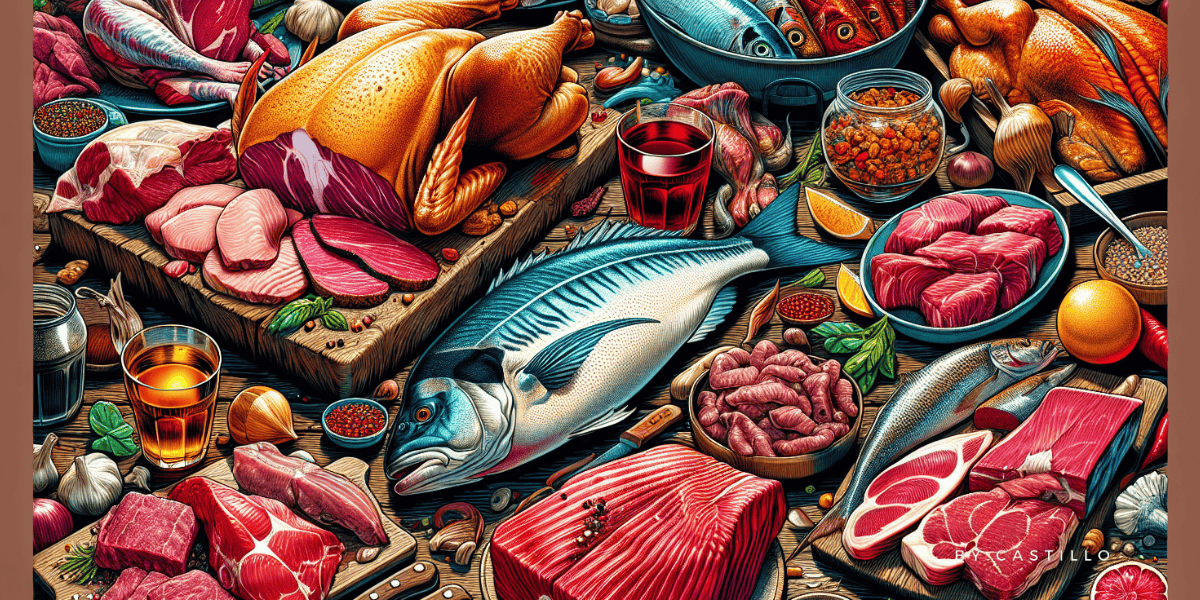 Illustration of various animal-based foods for the Carnivore Diet. Carnivore diet vs keto.