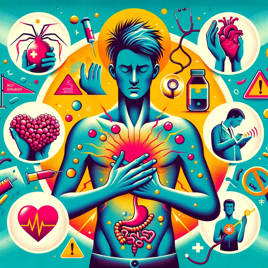 A colorful illustration highlighting the potential health risks of the Paleo diet without any words or text.
