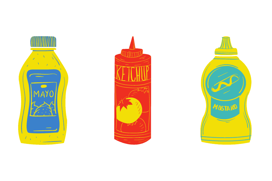 Ketchup, Mayo, and Mustard.