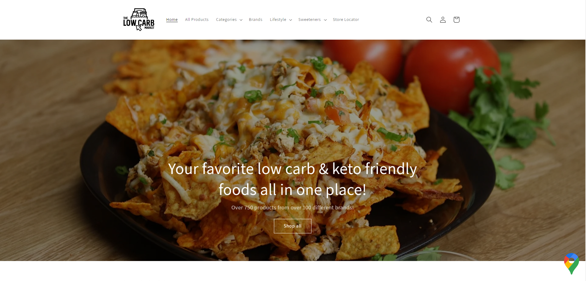 A screenshot of The Low Carb Market website. Buy Keto Food Online.