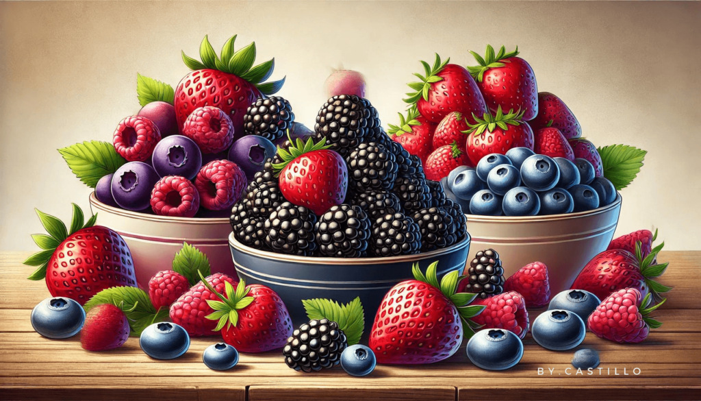 Keto foods for weight loss. Bowls of blueberries, raspberries, and black berries.