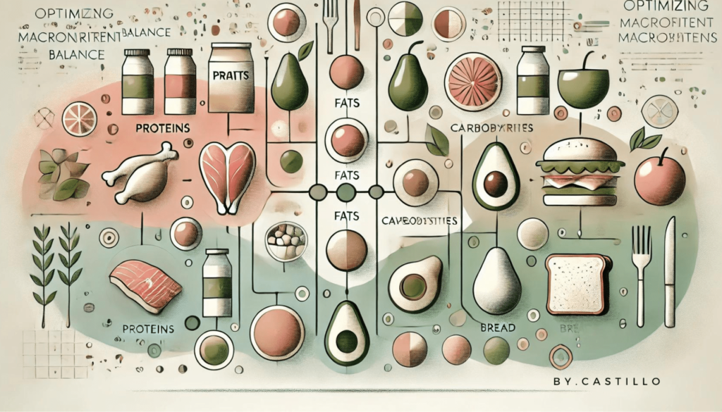 A food chart illustration of sustainable calorie deficit with a nutritional balance.