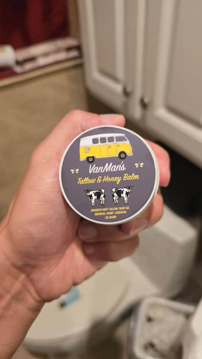 A picture of VanMan's Tallow and Honey Balm.