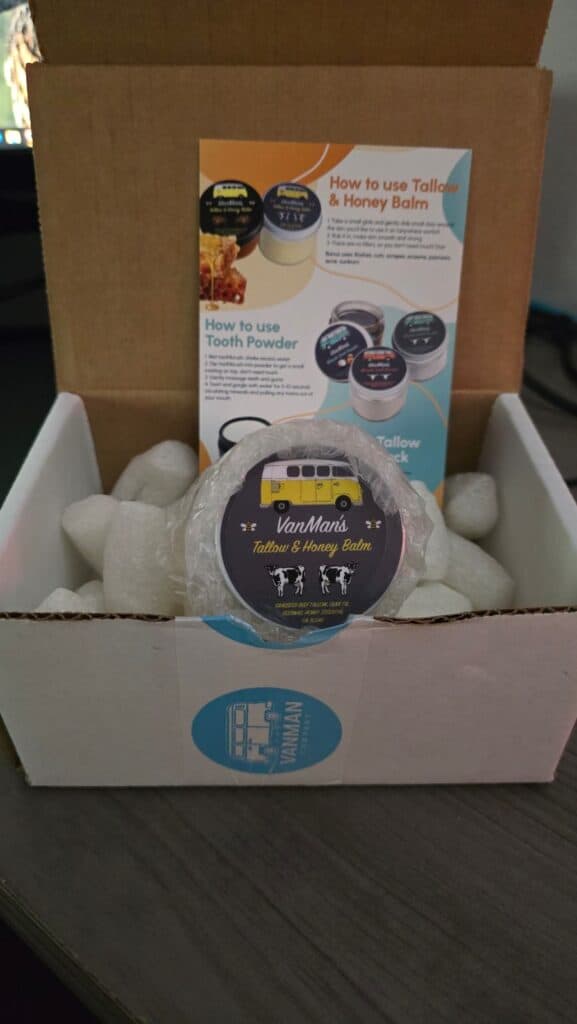 VanMan's Tallow and Honey Balm package. VanMan’s Tallow And Honey Balm Review.