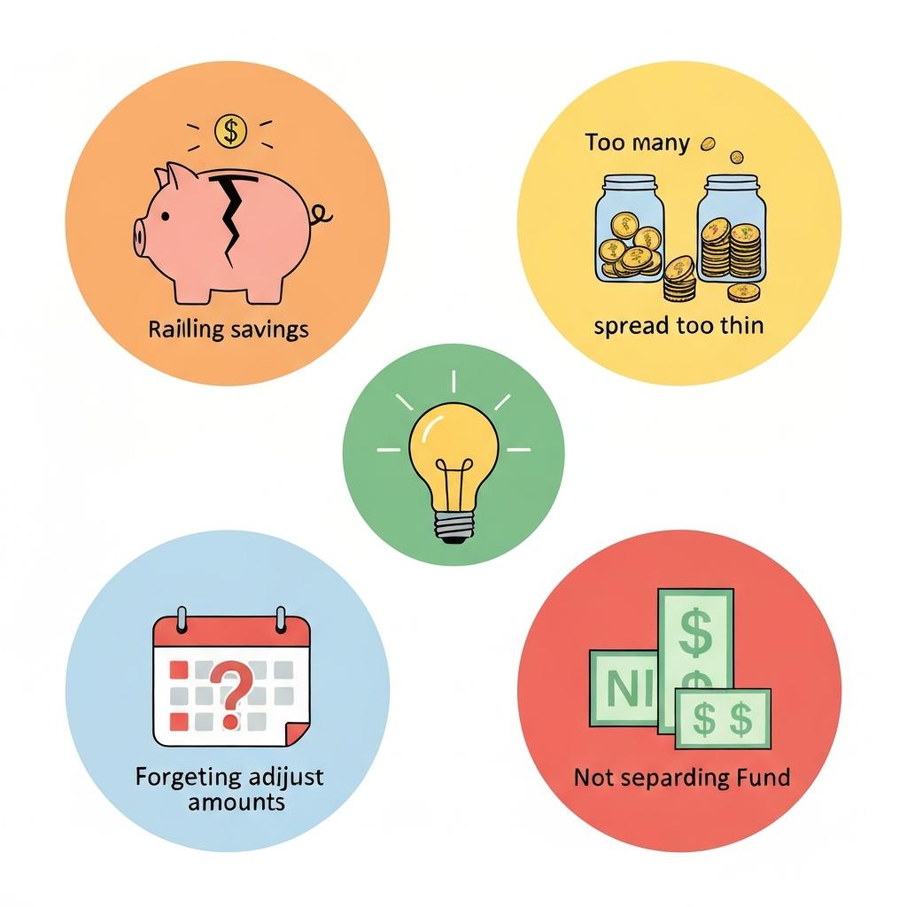 Animated image illustrating common sinking fund mistakes to avoid.