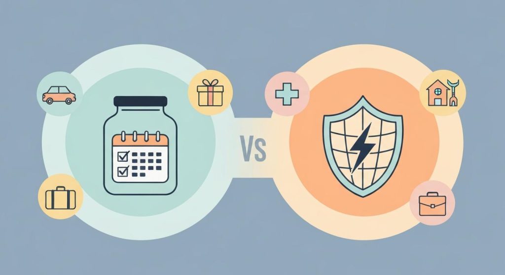 An illustrating of sinking fund vs emergency fund. What is the difference?