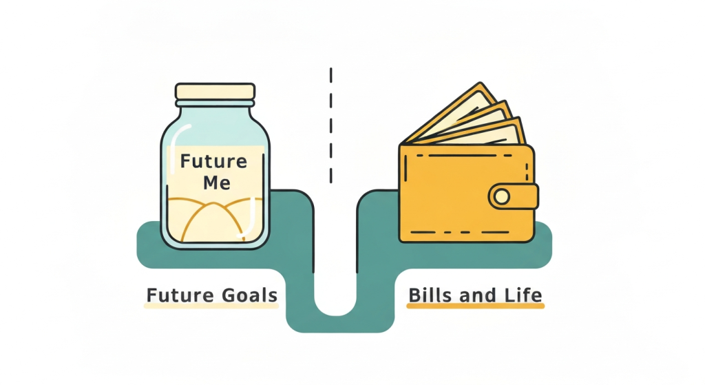 Pay yourself first strategy. An infographic picture that illustrates the pay yourself first strategy.